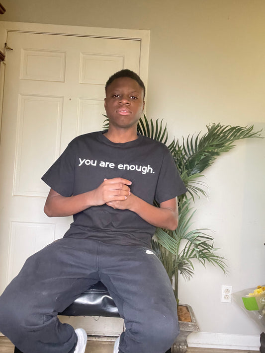 “you are enough”T-Shirt (front/back) writing