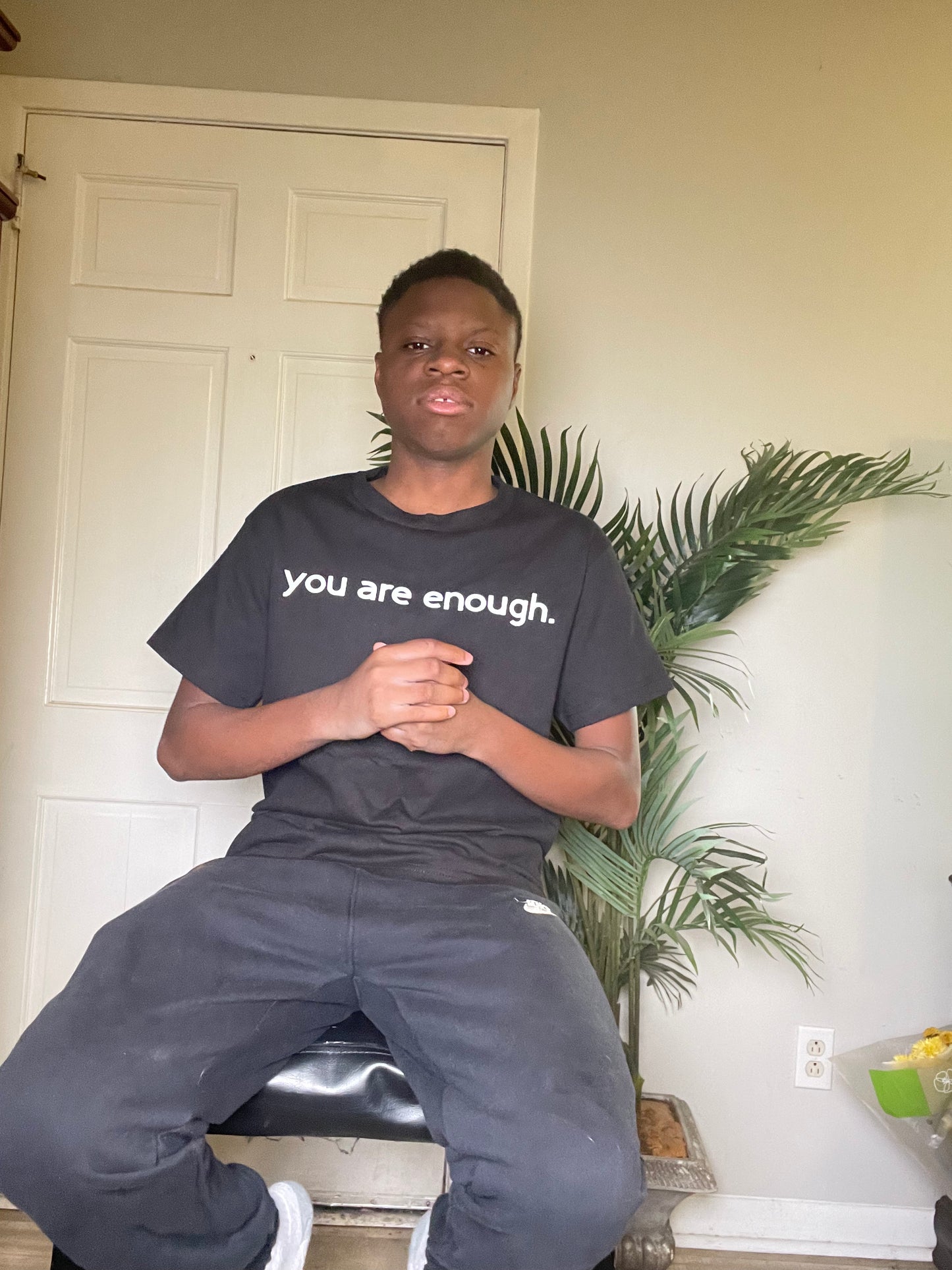 “you are enough”T-Shirt (front/back) writing