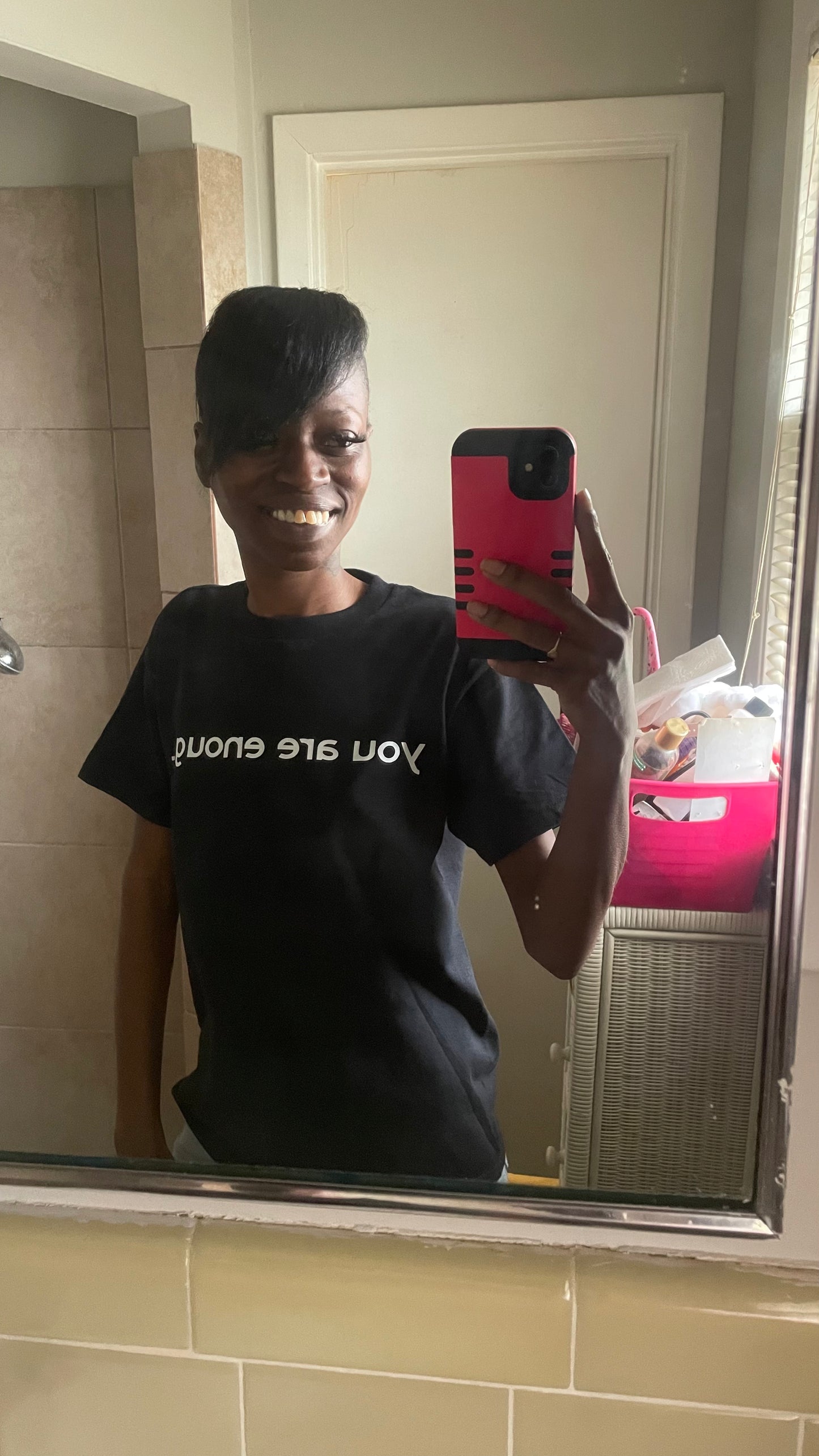 “you are enough”T-Shirt (front/back) writing